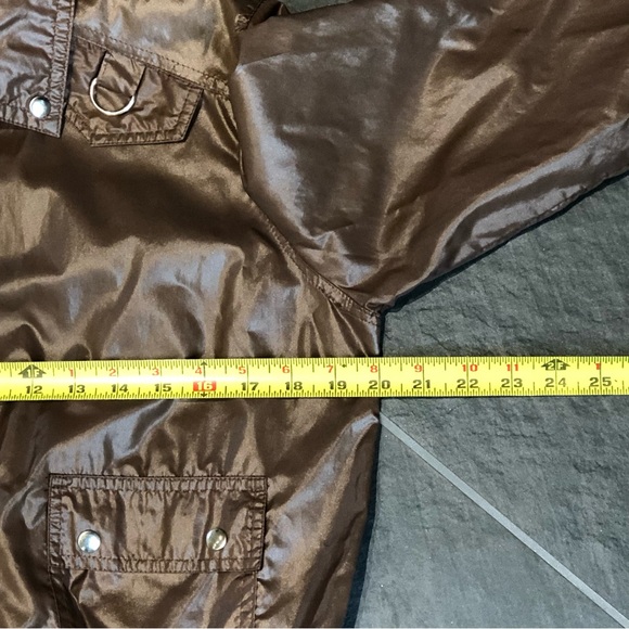 Medium Shiny Nylon Moto Jacket Chocolate Brown - Picture 5 of 5